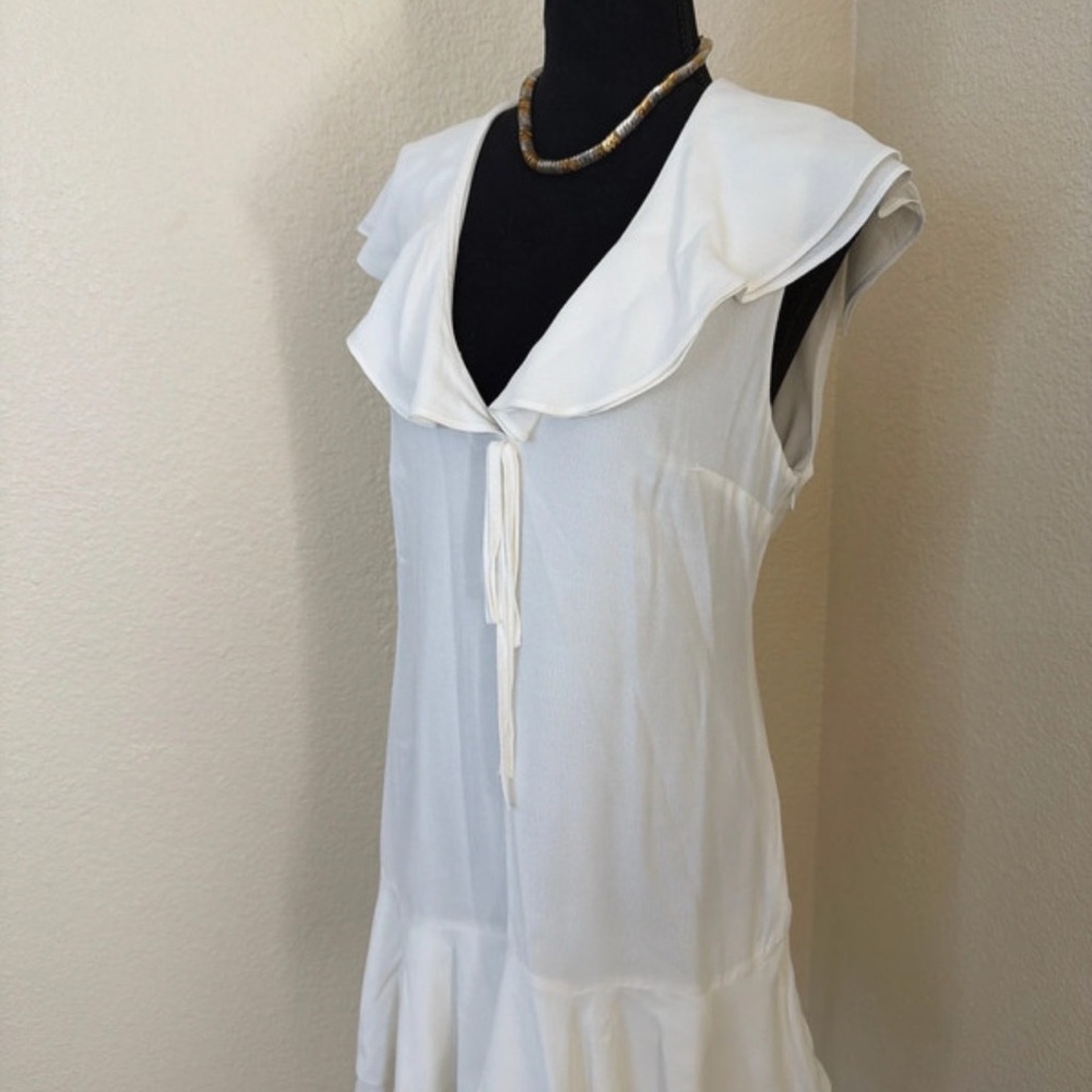 Zara Cream Ruffled Midi Dress - Picture 2 of 7